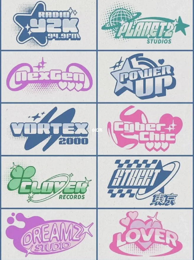 美式y2k辣妹字体logo图案印花设计-花瓣网