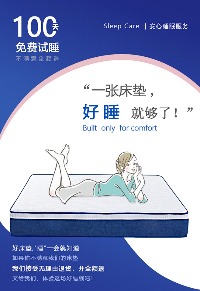 蓝色记忆棉席梦思卷包压缩弹簧床垫超软乳胶...