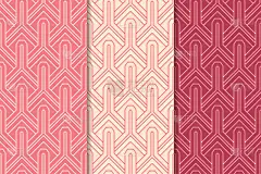 几何背景。抽象的无缝壁纸。樱桃红组