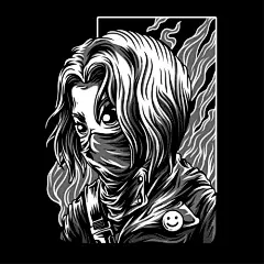 战士手绘涂鸦T恤装饰插画