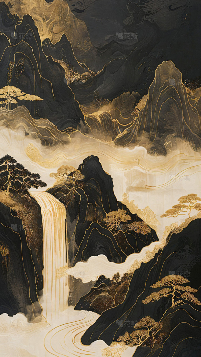 背景系列中国风黑金山水背景