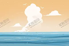 手绘海景插画 【酷图网】手绘海景插画,手绘背景,海景背景,云彩海洋插画,卡通背景