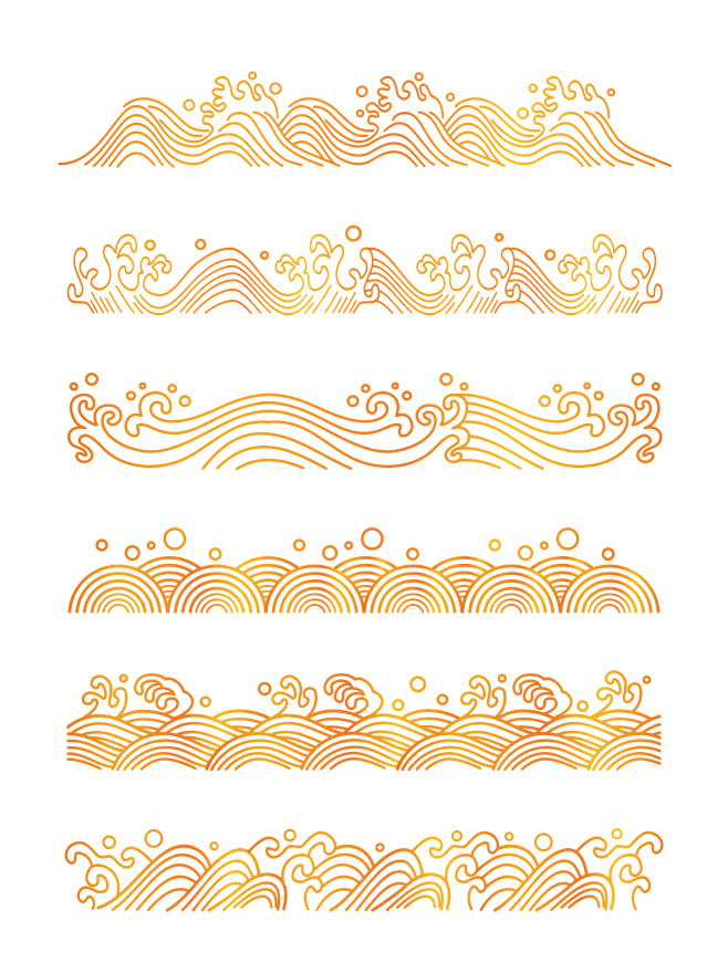 中式浪花纹山纹海水纹中国风底纹装饰素材