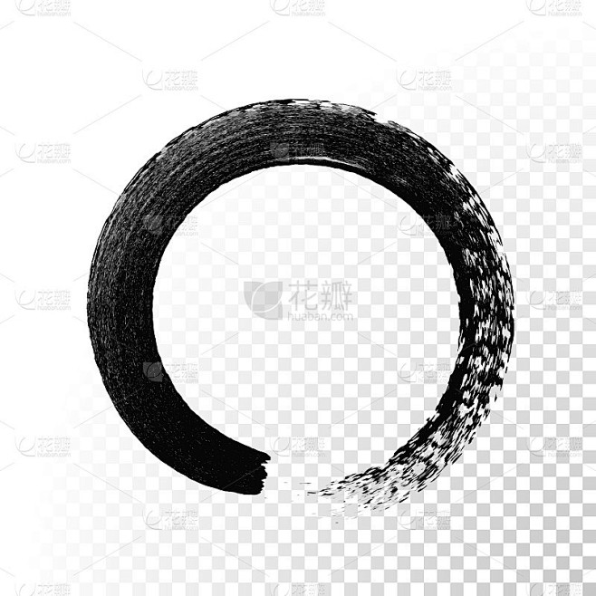 矢量黑墨圆画笔触。