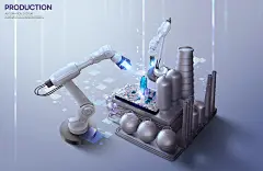 Automation System Vision 13款智能机械臂机器人自动化生产科技主视觉海报设计ps分层素材 - UIGUI