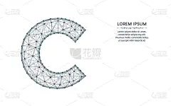 几何形状,字母,绘画插图,英文字母c,图像,矢量,低多边形效果 ,抽象,字体,设计