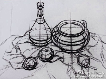 马强结构素描课堂示范 