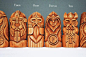 Scandinavian Gods Set. Wooden statues: Odin Thor Freyja