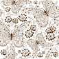 手绘蝴蝶花卉矢量素材，素材格式：EPS，素材关键词：蝴蝶,矢量动物