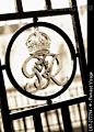 George VI emblem on gate at the Tower of London. London. England 