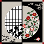 OOIN 圆窗·花景 风吕敷 绉布 70cm/和风方巾日式包袱皮礼物包装-淘宝网 #布艺#