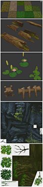 游戏美术素材 无双城 无双副本 森林植物木头地表花草树木3D模型手绘贴图 3dmax源文件  CG原画参考设定