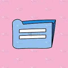 可爱和时尚的文件夹在手绘风格。矢量插图孤立的背景与涂鸦轮廓。里面有业务文件的文件夹或电脑里有不同文件