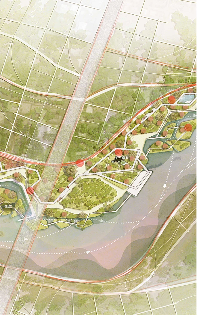 竞赛小清新公园彩平图PSD分层素材滨河湿地公园景观规划彩平面psd-花瓣网