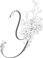 唯美婚礼素描字母花卉植物海报请柬装饰免抠PNG元素图案PS合集 (26)