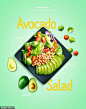 牛油果蔬菜沙拉营养绿色食品海报素材