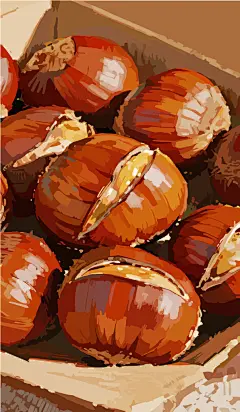 手绘糖炒栗子插画