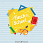 Background of post it with school supplies Free Vector