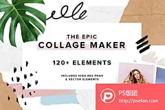 The Epic Collage Maker 120+手绘装饰图案矢量素材  - PS饭团网psefan.com