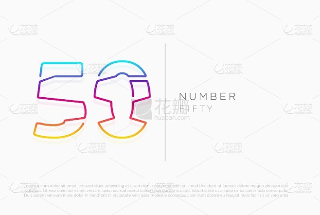 数字50 50标志图标设计，矢量模板
