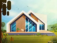 Showy121绘制的光影建筑插画，你想要哪一所大房子？