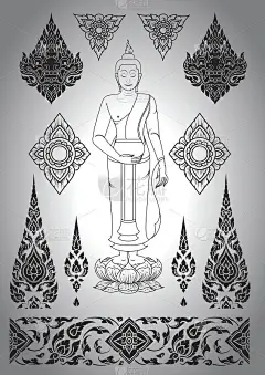 泰国艺术佛纹向量