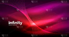 抽象波浪对深色背景，发光霓虹灯数字背景模板