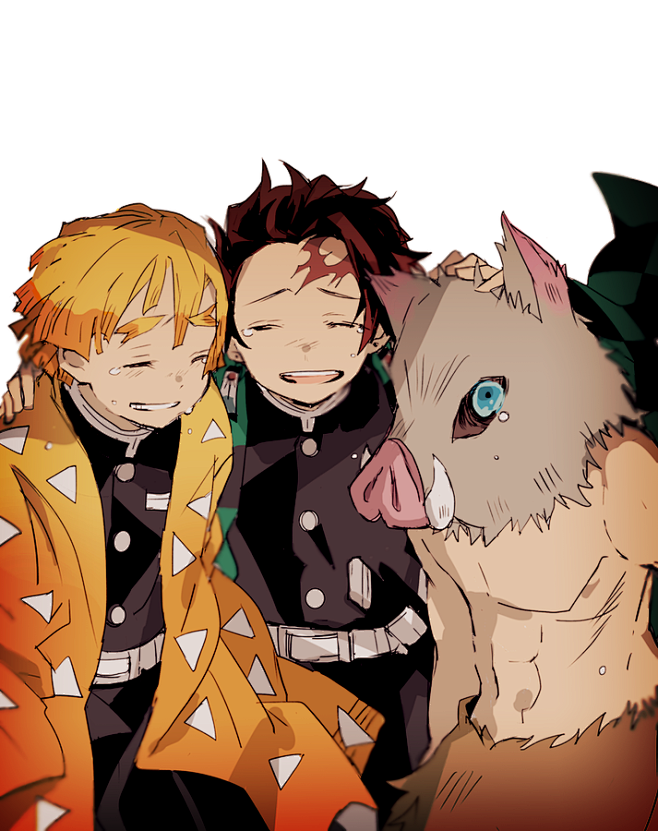 鬼灭之刃我妻善逸灶门炭治郎嘴平伊之助p站冬木