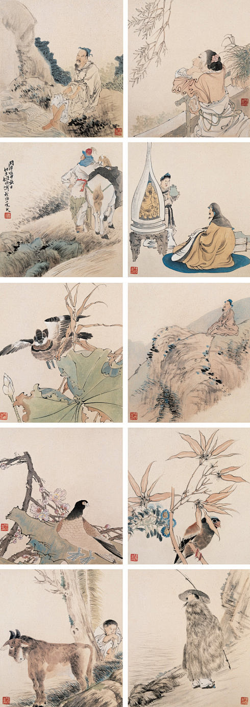 任颐-任伯年——绘画集珍册页欣赏 | 任颐(1840-1896)，即任伯年，清末著名画家。初名润，字次远，号小楼(亦作晓楼)，后改名颐，字伯年 ...