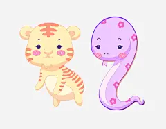 卡通老虎免抠素材_新图网 https://ixintu.com 可爱 爬行 老虎 蛇