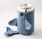 Monster Shark  - for your  Soda Can- Dusty Blue - This monster made it to the front page of Etsy