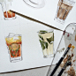 Gourmet in Watercolor : A series of food and beverages illustrated by watercolor on paper