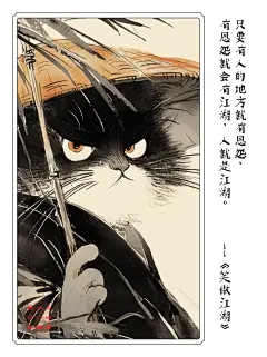 MJ 水墨绘画｜《喵傲江湖》武侠梦 - 小红书