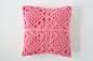 Bright pink crochet pillowcase 25 x 25 cm : Beautiful handmade pillowcase made of pink cotton crochet. Behind the crochet and at the back is a matching pink cotton fabric. The pillowcase has a matching zipper, so it can be washed. Price doesnt include pil