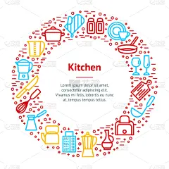 圆形,厨房器具,概念,贺卡,商务,咖啡,杯,炖锅,烹调