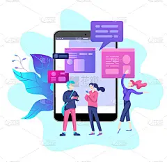 矢量图, 小人物正在努力创建一个网站, 应用程序