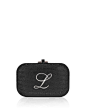 V2FB4 Judith Leiber Couture Monogram Crystal Slide-Lock Clutch Bag, Jet Black