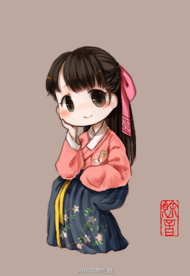 18:19:58q版汉服袄裙 via@徵狼妖餘音组图—插画,水彩,萌物,动漫,汉服