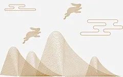 中秋节艺术线条绘制风景矢量图