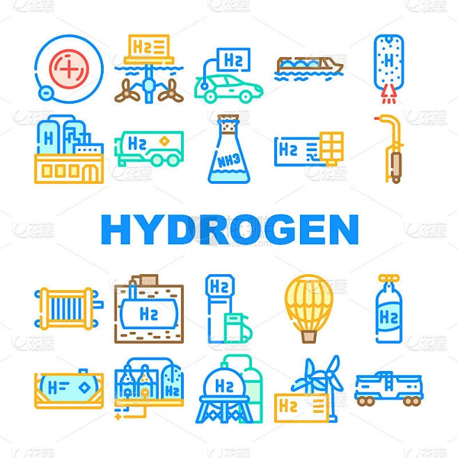 氢能气体收集图标设置矢量图片_其他图片图片素材-花瓣网