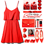 A fashion look from May 2016 featuring suede pumps, red handbags and metal-frame sunglasses. Browse and shop related looks.