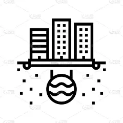 城市排水系统线图标矢量图
