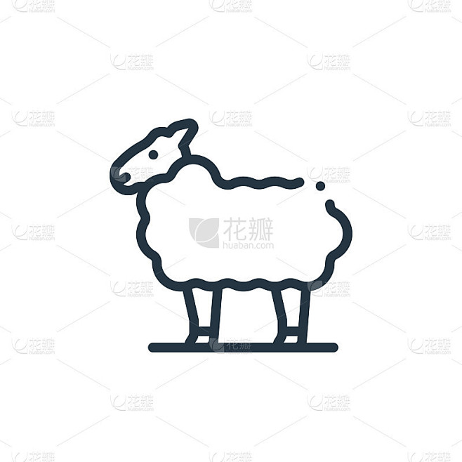 绵羊矢量图标孤立在白色背景。轮廓，细线羊图标用于网站设计和手机，应用程序开发。细线羊轮廓图标矢量插图