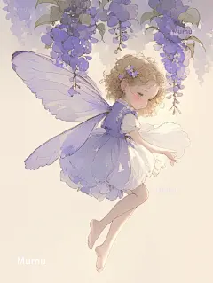 治愈插画 花仙子系列—紫藤萝 - 小红书