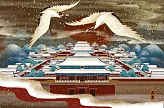 【源文件可下载】国潮风城市山水景色烫金地方特色国风景psd设计素材海报手绘插画