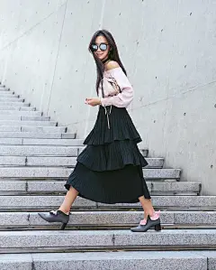 型人街拍Look之樱花粉色造型合辑