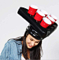 现货 PVC充气三角帽 乒乓球游戏帽托充气三角帽杯座游戏道具