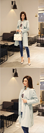 条纹内衬素色拉链风衣 : Romantic & Trendy Looks, Styleonme