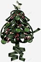 卡通手绘圣诞树高清素材 丝带 五角星 圣诞树 绿色 元素 免抠png 设计图片 免费下载