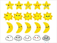 星星月亮太阳云表情  - 源文件下载【酷图网】星星,月亮,太阳,云,表情,表情包,可爱星星,可爱月亮,可爱太阳,可爱云,卡通星星,卡通月亮,卡通太阳,卡通云